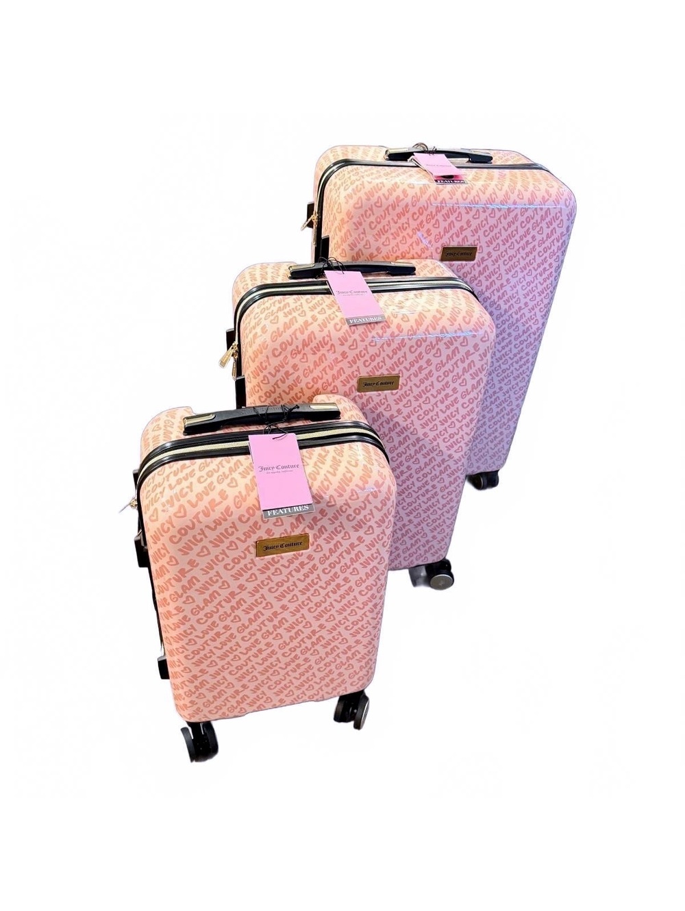Juicy Couture Cassandra 3-Piece Luggage Set – Blush w. Logo Print – NWT